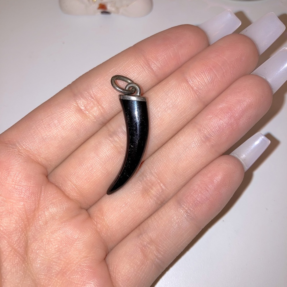 Onyx Italian Horn Pendant